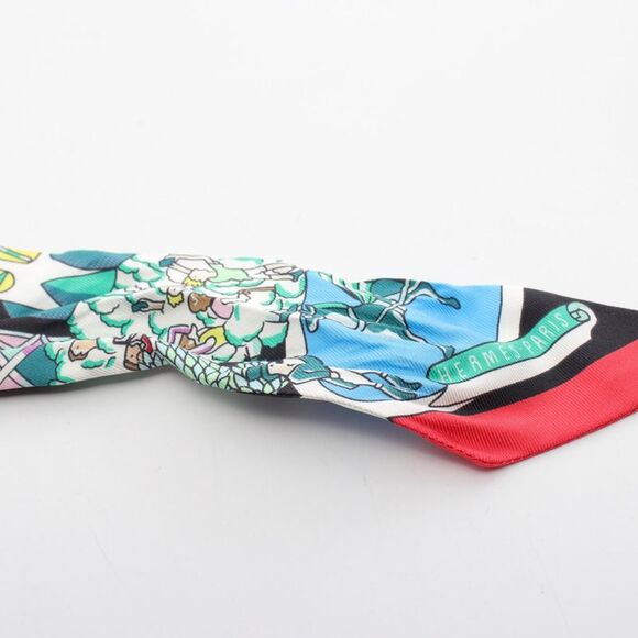 Hermes Silk Twilly Scarf Black Multicolor - Picture 4 of 5